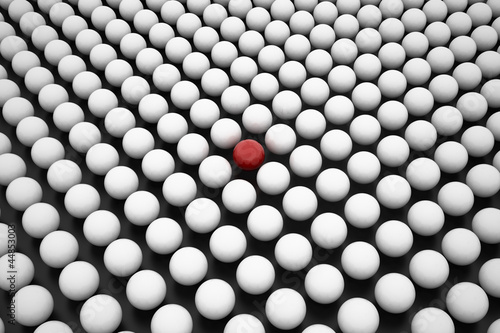 Illustration: Hole with Red Sphere between Array of White Spheres Hole with Red Sphere between Array of White Spheres