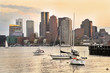 Boston skyline and Inner Harbor at sunset, USA