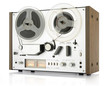 Photo: vintage analog recorder reel to reel on white background vintage analog recorder reel to reel on white background
