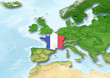France, flag, map, Western Europe, physical