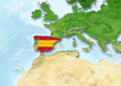 Spain, flag, map, Western Europe, physical