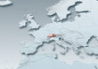 Switzerland, flag, map, Western Europe, grey, physical, grey, political