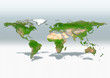 map, world, europe centered, physical, grey white