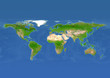 map, world, europe centered, physical, blue reduced political