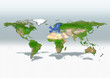map, world, europe centered, physical, grey white