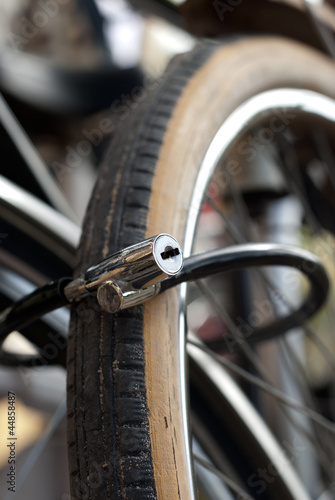 Photo: Bike locked to prevent anyone from taking it Bike locked to prevent anyone from taking it