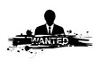 wanted design with silhouette man