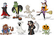 Vektor: Funny cartoon classic halloween monster characters Funny cartoon classic halloween monster characters