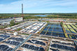 Aerial view of water treatment tanks