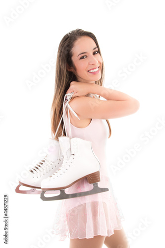Photo: Smiling Figure Skater or Ice Dancer with Skates Smiling Figure Skater or Ice Dancer with Skates