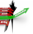 Risk Vs Reward Words Arrow Rises Over Hole