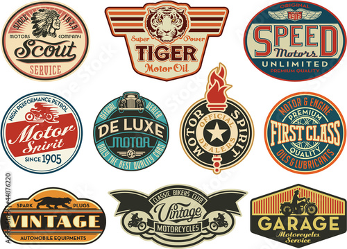 Vector: Motor company vintage abels Motor company vintage abels