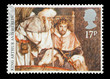 UK mail stamp featuring the King Arthur and Merlin, circa 1985