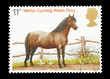 Mail stamp printed in the UK featuring a Welsh pony, circa 1978