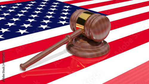 Illustration: Gavel on the flag of America Gavel on the flag of America