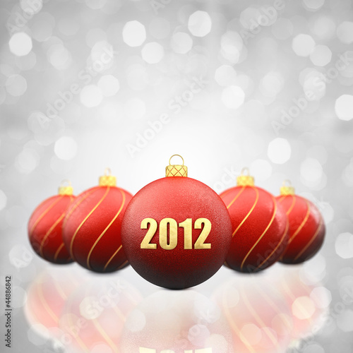 Illustration: Christmas baubles on white background, 2012 Christmas baubles on white background, 2012