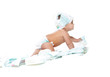 cute baby with diapers isolated over white