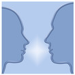 Begegnung, Profile von Frau und Mann