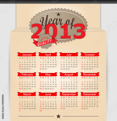 Vector: Retro design calendar for 2013. Retro design calendar for 2013.