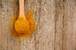 curry powder in wooden spoon