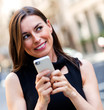 Woman replying a text message