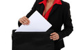 Woman holding portfolio