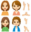 ４人の女性(手パーツ組み合せ自由)