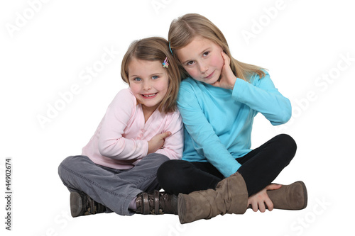 Photo: two little girls posing together two little girls posing together