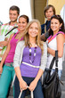 Students back to school on college stairs