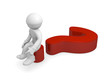 3d man sitting on a red question mark