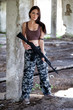 Photo: A military woman with an automatic rifle ak-74 A military woman with an automatic rifle ak-74