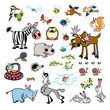 vector set of childish wild animals