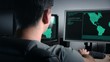 Hacker working in dark room