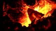 Fire burning up side down in boiler.