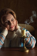 Beautiful aged woman sitting
