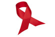 Red ribbon isolated on white background