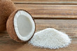 coconut grounded dried flakes fruit food
