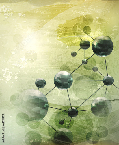 Vector: Background with molecules green, old-style Background with molecules green, old-style