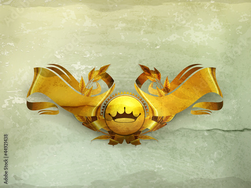 Vector: Design Element, Gold Emblem old-style Design Element, Gold Emblem old-style