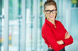 Modern business woman in the office with copy space