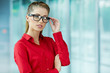 Modern business woman in the office with copy space