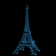 Eiffel Tower (3D xray blue transparent)