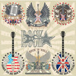 Set of stickers on shirt with musical instruments