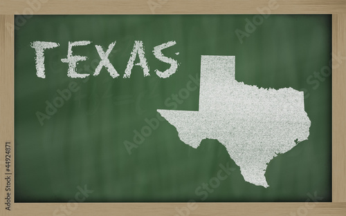 Illustration: outline map of texas on blackboard outline map of texas on blackboard