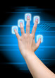 scanning of finger on a touch screen interface