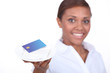 Waitress with the bill and a credit card