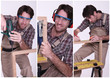 Collage of a carpenter at work