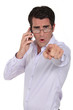 Angry man pointing his finger