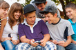Teenage boys and girls having fun outdoor