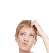 Thinking woman looking up